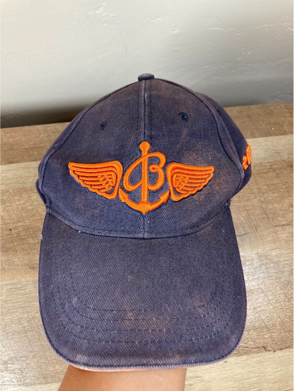 Mens Navy Blue BREITLING Hat Adjustable Distressed One Size Cap